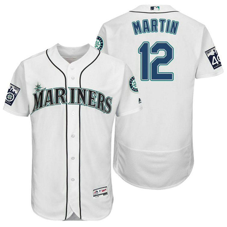 Seattle Mariners Leonys Martin #12 White On-Field 40th Anniversary Patch Flex Base Jersey