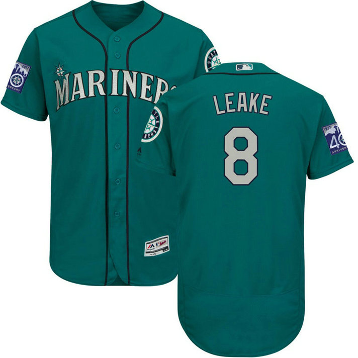Seattle Mariners Mike Leake #8 Aqua 2017 Commemorative Patch Flex Base Jersey