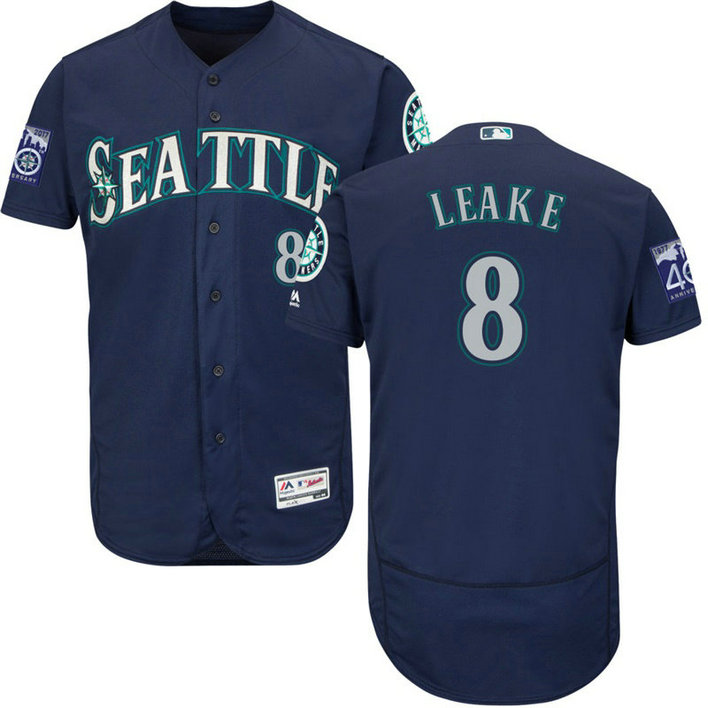 Seattle Mariners Mike Leake #8 Navy 2017 Commemorative Patch Flex Base Jersey