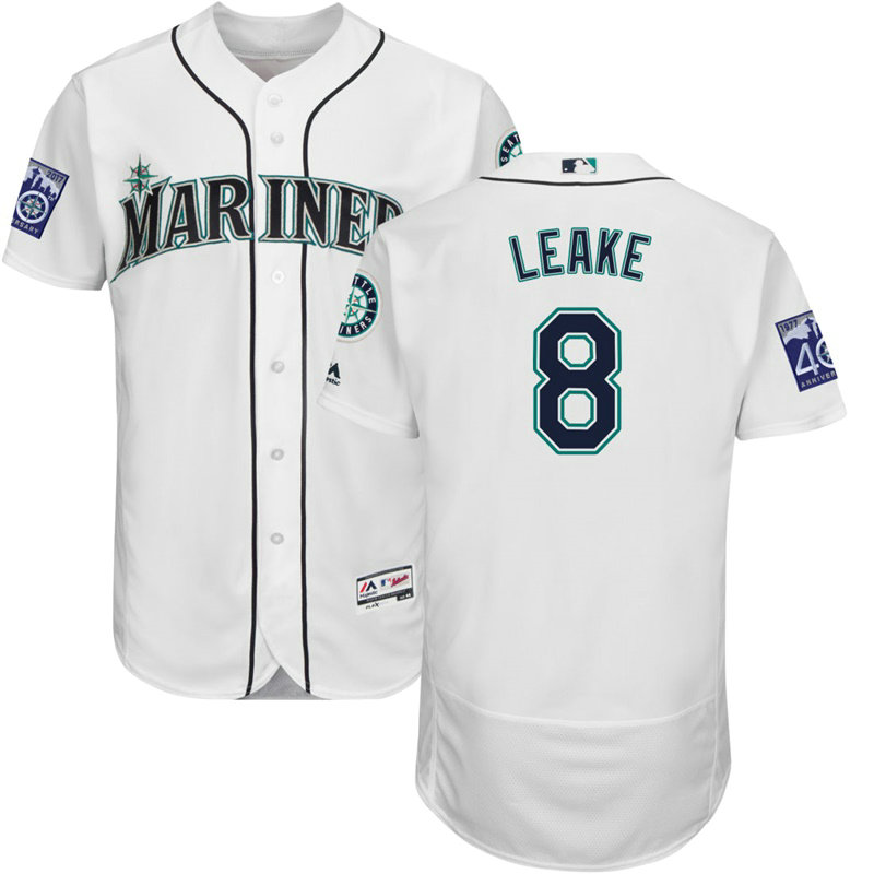 Seattle Mariners Mike Leake #8 White 2017 Commemorative Patch Flex Base Jersey Seattle Mariners Mike Leake #8 White 2017 Commemorative Patch Flex Base Jersey