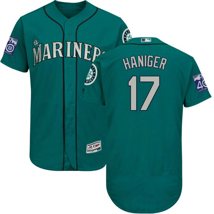 Seattle Mariners Mitch Haniger #17 Aqua Alternate Commemorative Patch Flex Base Jersey Seattle Mariners Mitch Haniger #17 Aqua Alternate Commemorative Patch Flex Base Jersey