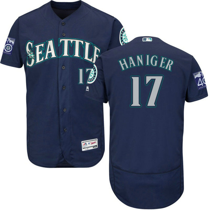 Seattle Mariners Mitch Haniger #17 Navy Alternate Commemorative Patch Flex Base Jersey Seattle Mariners Mitch Haniger #17 Navy Alternate Commemorative Patch Flex Base Jersey