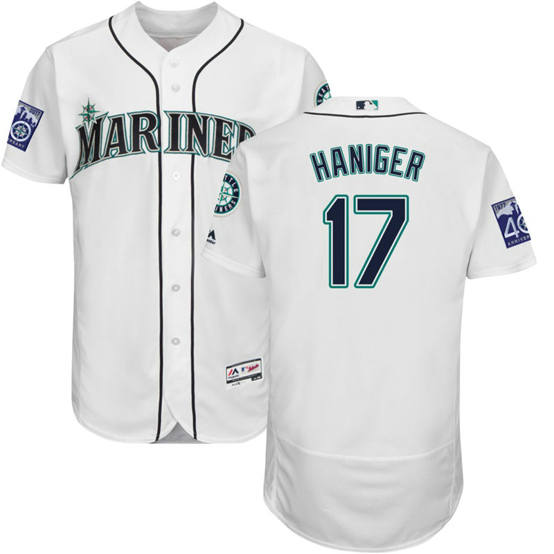 Seattle Mariners Mitch Haniger #17 White Home Commemorative Patch Flex Base Jersey Seattle Mariners Mitch Haniger #17 White Home Commemorative Patch Flex Base Jersey