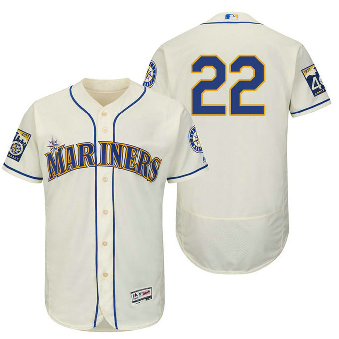 Seattle Mariners Robinson Cano #22 Cream On-Field 40th Anniversary Patch Flex Base Jersey Seattle Mariners Robinson Cano #22 Cream On-Field 40th Anniversary Patch Flex Base Jersey