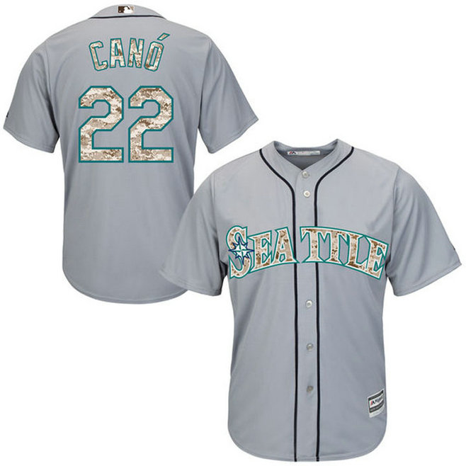 Seattle Mariners Robinson Cano #22 Grey Digital Camo USMC Player Jersey