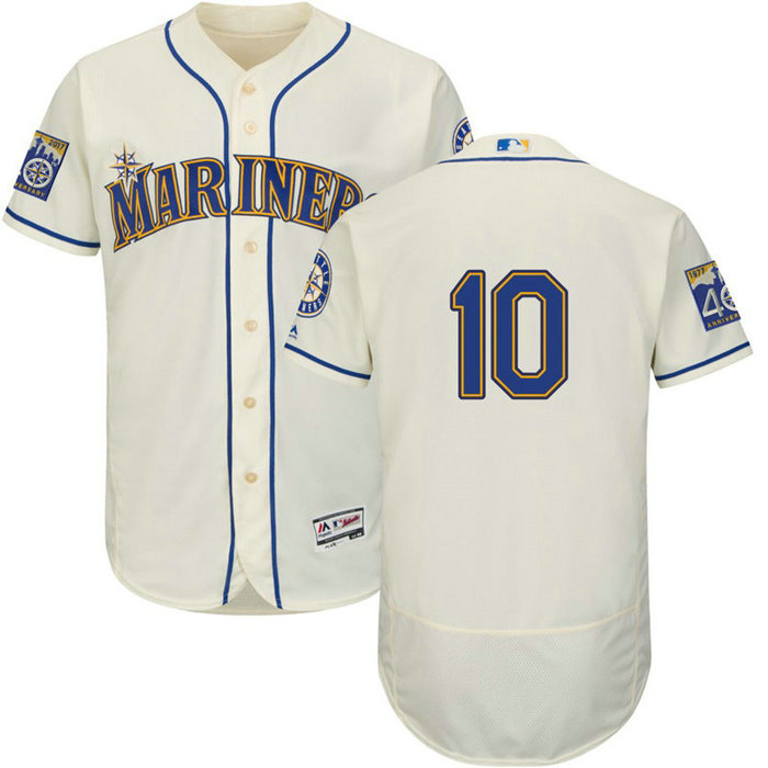 Seattle Mariners Yonder Alonso #10 Cream 2017 Commemorative Patch Flex Base Jersey Seattle Mariners Yonder Alonso #10 Cream 2017 Commemorative Patch Flex Base Jersey