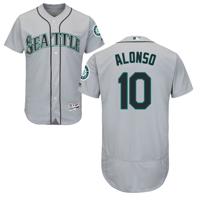 Seattle Mariners Yonder Alonso #10 Grey Road Flex Base Jersey Seattle Mariners Yonder Alonso #10 Grey Road Flex Base Jersey