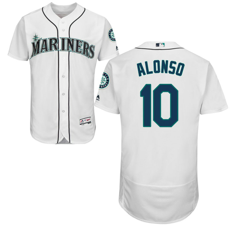 Seattle Mariners Yonder Alonso #10 White Home Flex Base Jersey Seattle Mariners Yonder Alonso #10 White Home Flex Base Jersey