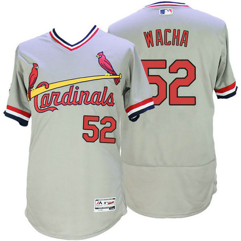 St. Louis Cardinals Michael Wacha #52 Grey Throwback Flex Base Jersey
