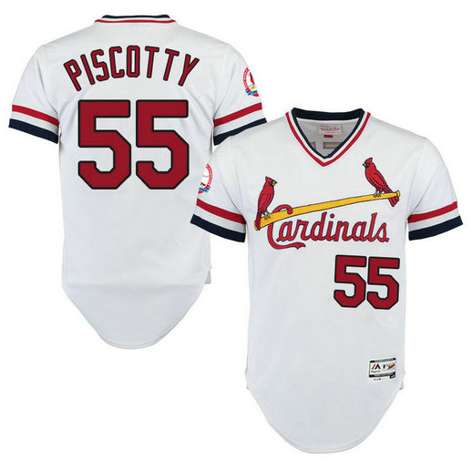 St. Louis Cardinals Stephen Piscotty #55 White Throwback Authentic Collection Flexbase Jersey