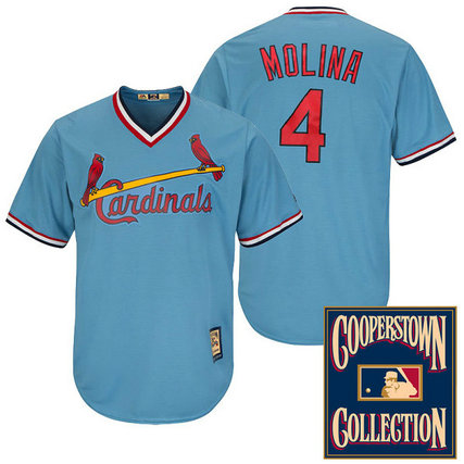 St. Louis Cardinals Yadier Molina #4 Light Blue Cooperstown Cool Base Collection Player Jersey St. Louis Cardinals Yadier Molina #4 Light Blue Cooperstown Cool Base Collection Player Jersey