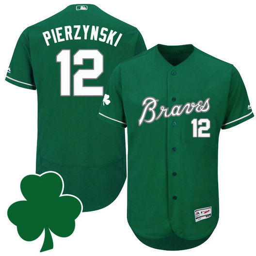 Atlanta Braves #12 A.J. Pierzynski St. Patricks Day Green Celtic Flexbase Authentic Collection Jersey Atlanta Braves #12 A.J. Pierzynski St. Patricks Day Green Celtic Flexbase Authentic Collection Jersey