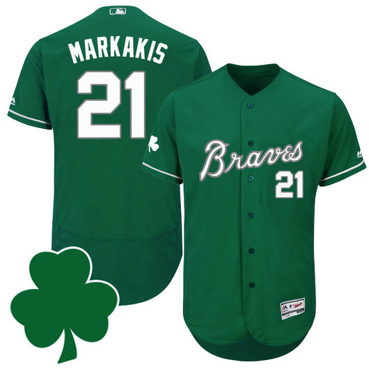 Atlanta Braves #21 Nick Markakis St. Patricks Day Green Celtic Flexbase Authentic Collection Jersey
