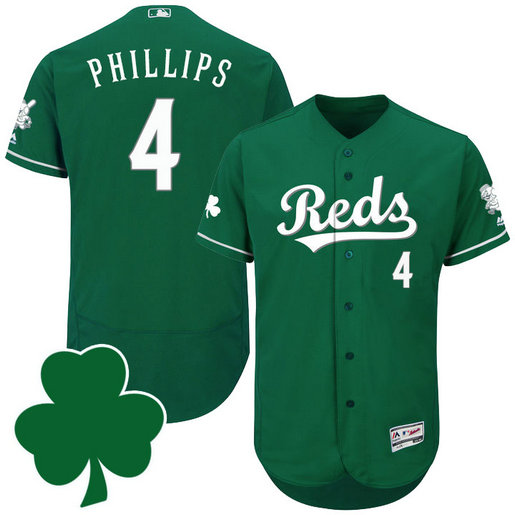 Cincinnati Reds #4 Brandon Phillips St. Patricks Day Green Celtic Flexbase Authentic Collection Jersey Cincinnati Reds #4 Brandon Phillips St. Patricks Day Green Celtic Flexbase Authentic Collection Jersey