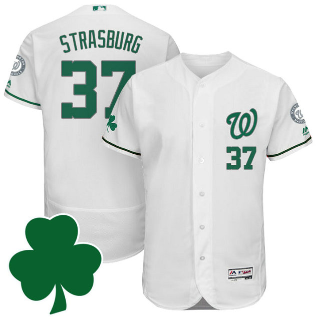 Washington Nationals #37 Stephen Strasburg St. Patricks Day Green Celtic Flexbase Authentic Collection Jersey Washington Nationals #37 Stephen Strasburg St. Patricks Day Green Celtic Flexbase Authentic Collection Jersey