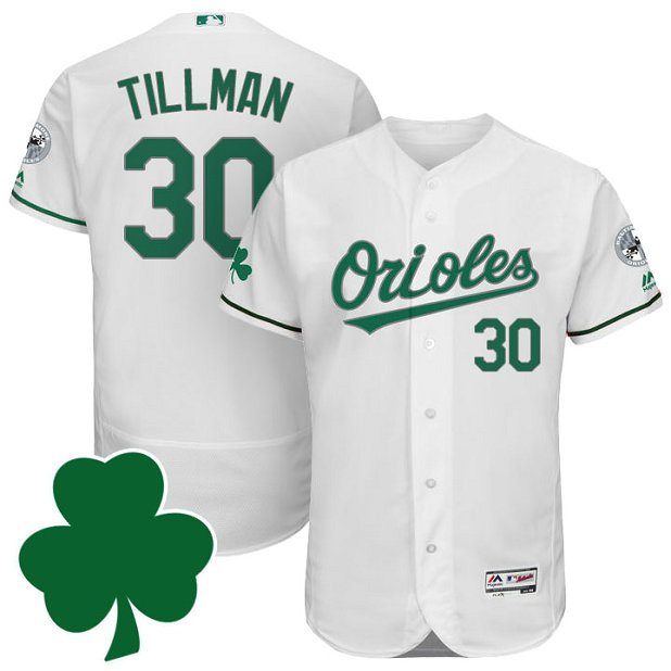 Baltimore Orioles #30 Chris Tillman St. Patricks Day White Celtic Flexbase Authentic Collection Jersey Baltimore Orioles #30 Chris Tillman St. Patricks Day White Celtic Flexbase Authentic Collection Jersey