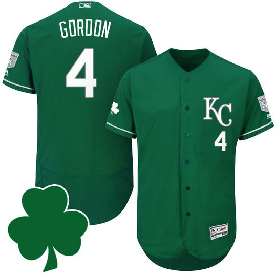 Kansas City Royals #4 Alex Gordon St. Patricks Day Green Celtic Flexbase Authentic Collection Jersey Kansas City Royals #4 Alex Gordon St. Patricks Day Green Celtic Flexbase Authentic Collection Jersey