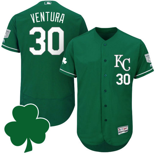 Kansas City Royals #30 Yordano Ventura St. Patricks Day Green Celtic Flexbase Authentic Collection Jersey Kansas City Royals #30 Yordano Ventura St. Patricks Day Green Celtic Flexbase Authentic Collection Jersey