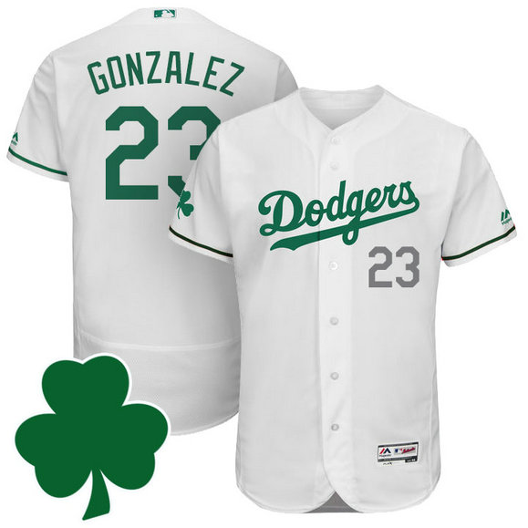 L.A. Dodgers #23 Adrian Gonzalez St. Patricks Day White Celtic Flexbase Authentic Collection Jersey L.A. Dodgers #23 Adrian Gonzalez St. Patricks Day White Celtic Flexbase Authentic Collection Jersey