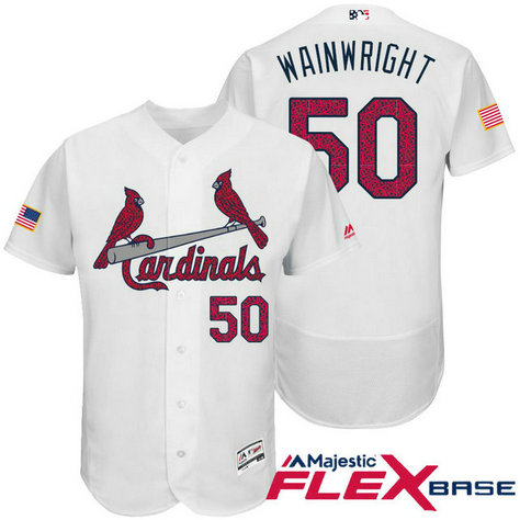 St. Louis Cardinals #50 Adam Wainwright White Stars & Stripes 2016 Independence Day Flex Base Jersey St. Louis Cardinals #50 Adam Wainwright White Stars & Stripes 2016 Independence Day Flex Base Jersey
