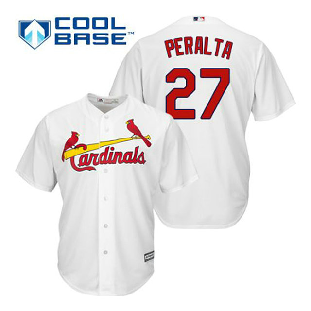 St. Louis Cardinals Jhonny peralta #27 White Official Cool Base Jersey St. Louis Cardinals Jhonny peralta #27 White Official Cool Base Jersey