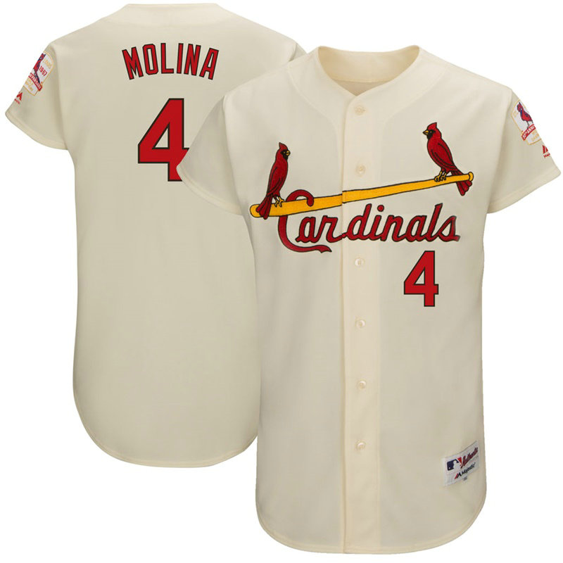 St. Louis Cardinals Yadier Molina #4 Cream 1967 Turn Back the Clock Flex Base Jersey St. Louis Cardinals Yadier Molina #4 Cream 1967 Turn Back the Clock Flex Base Jersey