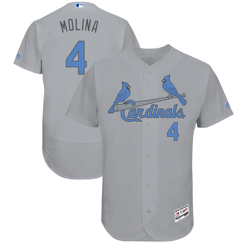 Yadier Molina #4 St. Louis Cardinals 2017 Father's Day Grey Flex Base Jersey Yadier Molina #4 St. Louis Cardinals 2017 Father's Day Grey Flex Base Jersey