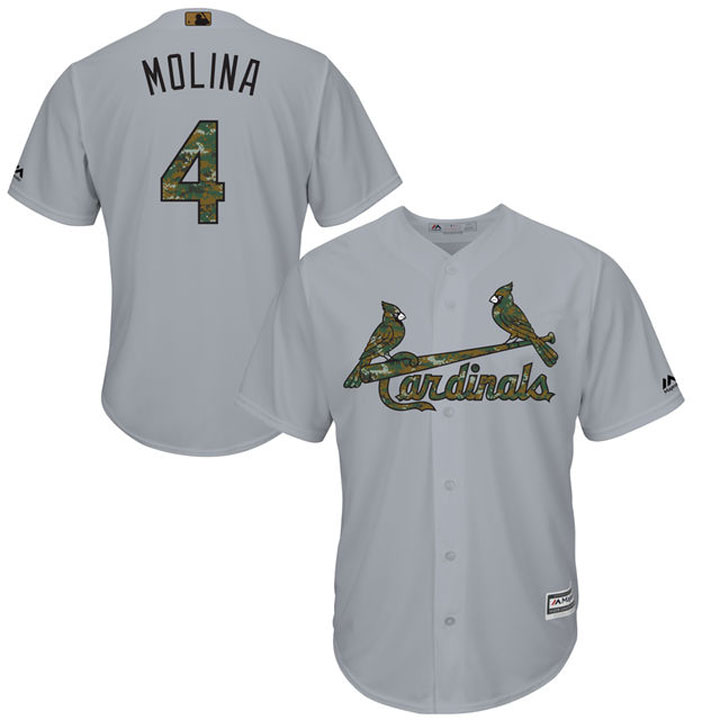 St. Louis Cardinals Yadier Molina #4 Grey Camo Fashion 2016 Memorial Day Cool Base Jersey St. Louis Cardinals Yadier Molina #4 Grey Camo Fashion 2016 Memorial Day Cool Base Jersey