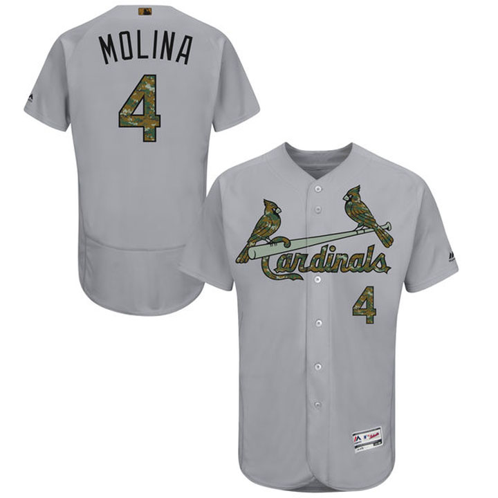 St. Louis Cardinals Yadier Molina #4 Grey Camo Fashion 2016 Memorial Day Flex Base Jersey St. Louis Cardinals Yadier Molina #4 Grey Camo Fashion 2016 Memorial Day Flex Base Jersey