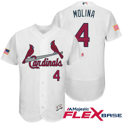 St. Louis Cardinals #4 Yadier Molina White Stars & Stripes 2016 Independence Day Flex Base Jersey St. Louis Cardinals #4 Yadier Molina White Stars & Stripes 2016 Independence Day Flex Base Jersey
