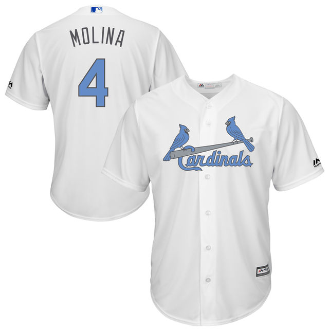 St. Louis Cardinals #4 Yadier Molina White Fashion 2016 Father's Day Cool Base Jersey St. Louis Cardinals #4 Yadier Molina White Fashion 2016 Father's Day Cool Base Jersey