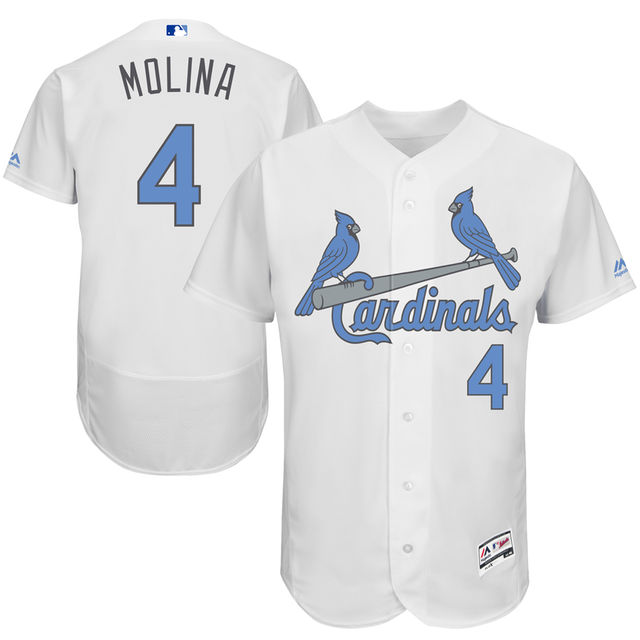 St. Louis Cardinals #4 Yadier Molina White Fashion 2016 Father's Day Flex Base Jersey St. Louis Cardinals #4 Yadier Molina White Fashion 2016 Father's Day Flex Base Jersey