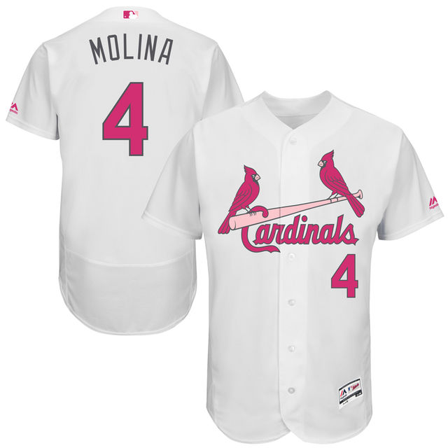 St. Louis Cardinals #4 Yadier Molina White Home 2016 Mother's Day Flex Base Jersey St. Louis Cardinals #4 Yadier Molina White Home 2016 Mother's Day Flex Base Jersey