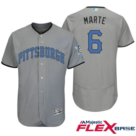 Pittsburgh Pirates #6 Starling Marte Grey Fashion 2016 Father's Day Flex Base Jersey
