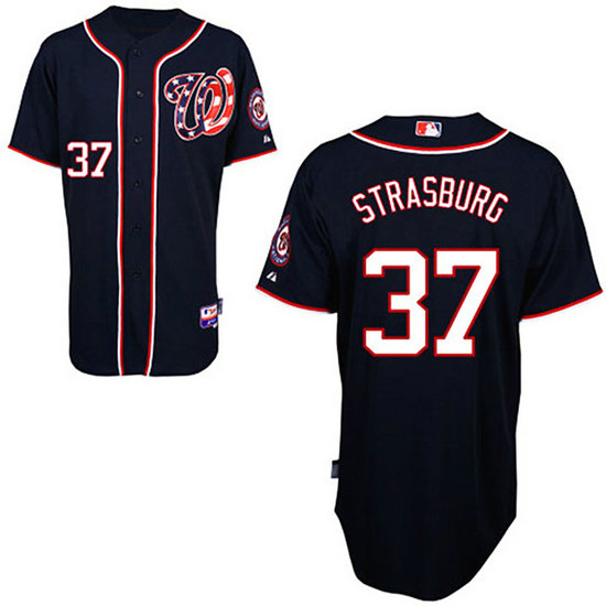 YOUTH Washington Nationals #37 Stephen StrasburgNavy Blue 2011 Alternate 2 Cool Base Jersey