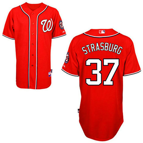 YOUTH Washington Nationals #37 Stephen StrasburgRed 2011 Alternate 1 Cool Base Jersey