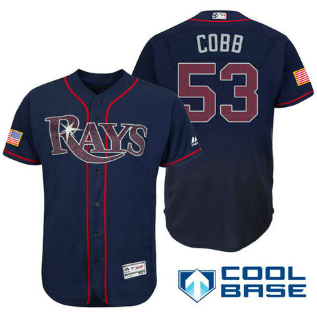 Tampa Bay Rays #53 Alex Cobb Navy Stars & Stripes 2016 Independence Day Cool Base Jersey Tampa Bay Rays #53 Alex Cobb Navy Stars & Stripes 2016 Independence Day Cool Base Jersey