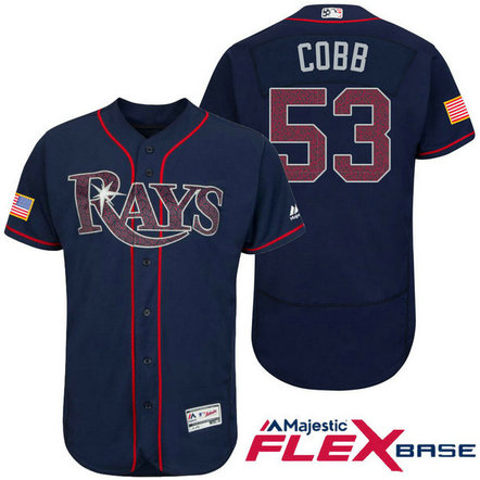 Tampa Bay Rays #53 Alex Cobb Navy Stars & Stripes 2016 Independence Day Flex Base Jersey Tampa Bay Rays #53 Alex Cobb Navy Stars & Stripes 2016 Independence Day Flex Base Jersey