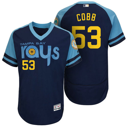 Tampa Bay Rays Alex Cobb #53 Navy Authentic Turn Back the Clock Jersey Tampa Bay Rays Alex Cobb #53 Navy Authentic Turn Back the Clock Jersey
