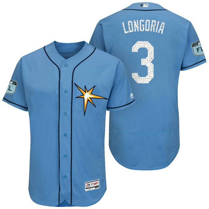 Tampa Bay Rays Evan Longoria #3 Light Blue 2017 Spring Training Grapefruit League Patch Authentic Collection Flex Base Jersey Tampa Bay Rays Evan Longoria #3 Light Blue 2017 Spring Training Grapefruit League Patch Authentic Collection Flex Base Jersey