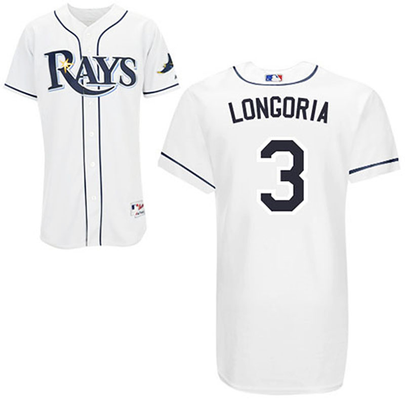 Tampa Bay Rays #3 Evan Longoria White Home Jersey Tampa Bay Rays #3 Evan Longoria White Home Jersey