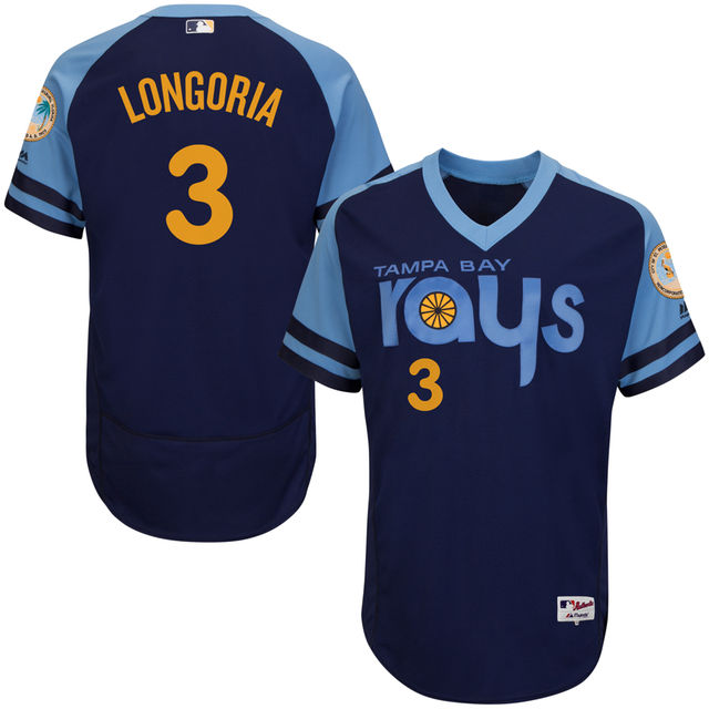 Tampa Bay Rays Evan Longoria #3 Navy Authentic Turn Back the Clock Jersey Tampa Bay Rays Evan Longoria #3 Navy Authentic Turn Back the Clock Jersey