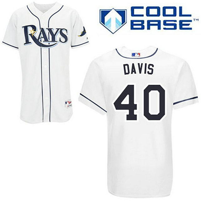 Tampa Bay Rays #40 Wade Davis White Home Cool Base Jersey Tampa Bay Rays #40 Wade Davis White Home Cool Base Jersey
