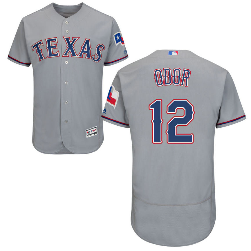 Texas Rangers #12 Rougned Odor Road Grey Authentic Collection Flex Base Jersey