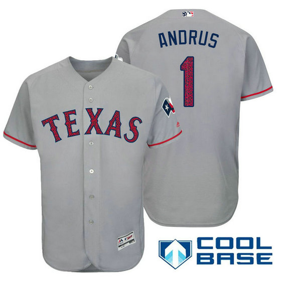 Texas Rangers #1 Elvis Andrus Grey Stars & Stripes 2016 Independence Day Cool Base Jersey Texas Rangers #1 Elvis Andrus Grey Stars & Stripes 2016 Independence Day Cool Base Jersey