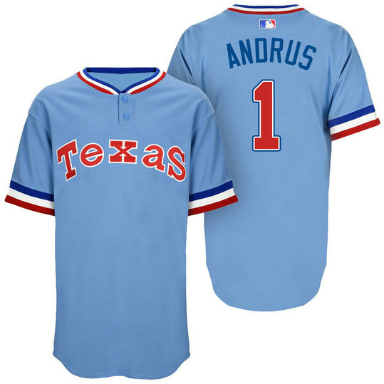 Texas Rangers Elvis Andrus #1 Light Blue Authentic Turn Back the Clock Jersey
