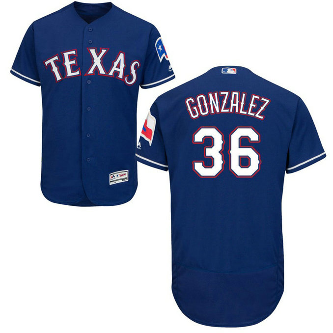 Texas Rangers Miguel Gonzalez #36 Royal Alternate Flex Base Jersey