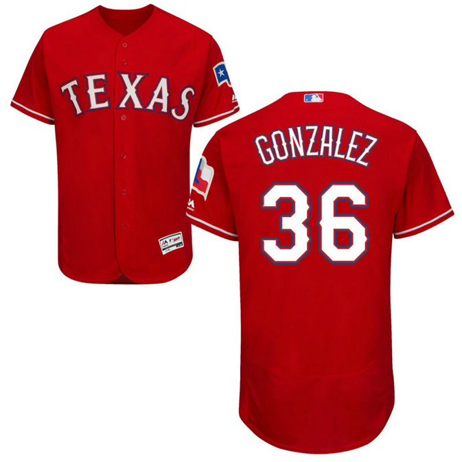 Texas Rangers Miguel Gonzalez #36 Scarlet Alternate Flex Base Jersey