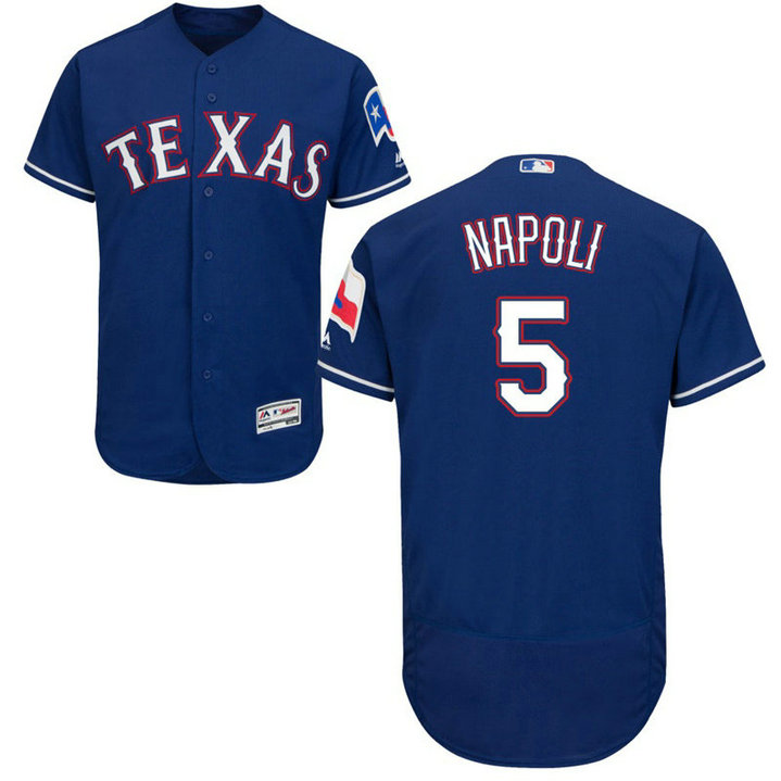 Texas Rangers Mike Napoli #5 Royal Alternate Flex Base Jersey