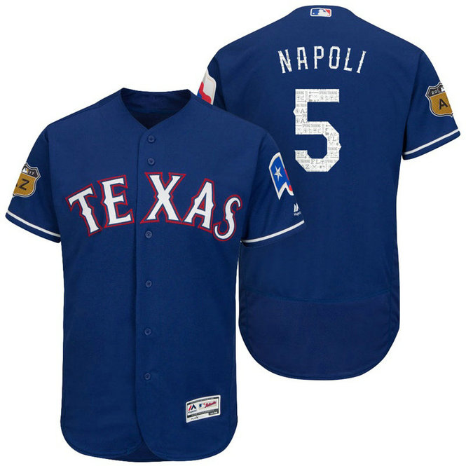 Texas Rangers Mike Napoli #5 Royal 2017 Spring Training Flex Base Jersey Texas Rangers Mike Napoli #5 Royal 2017 Spring Training Flex Base Jersey